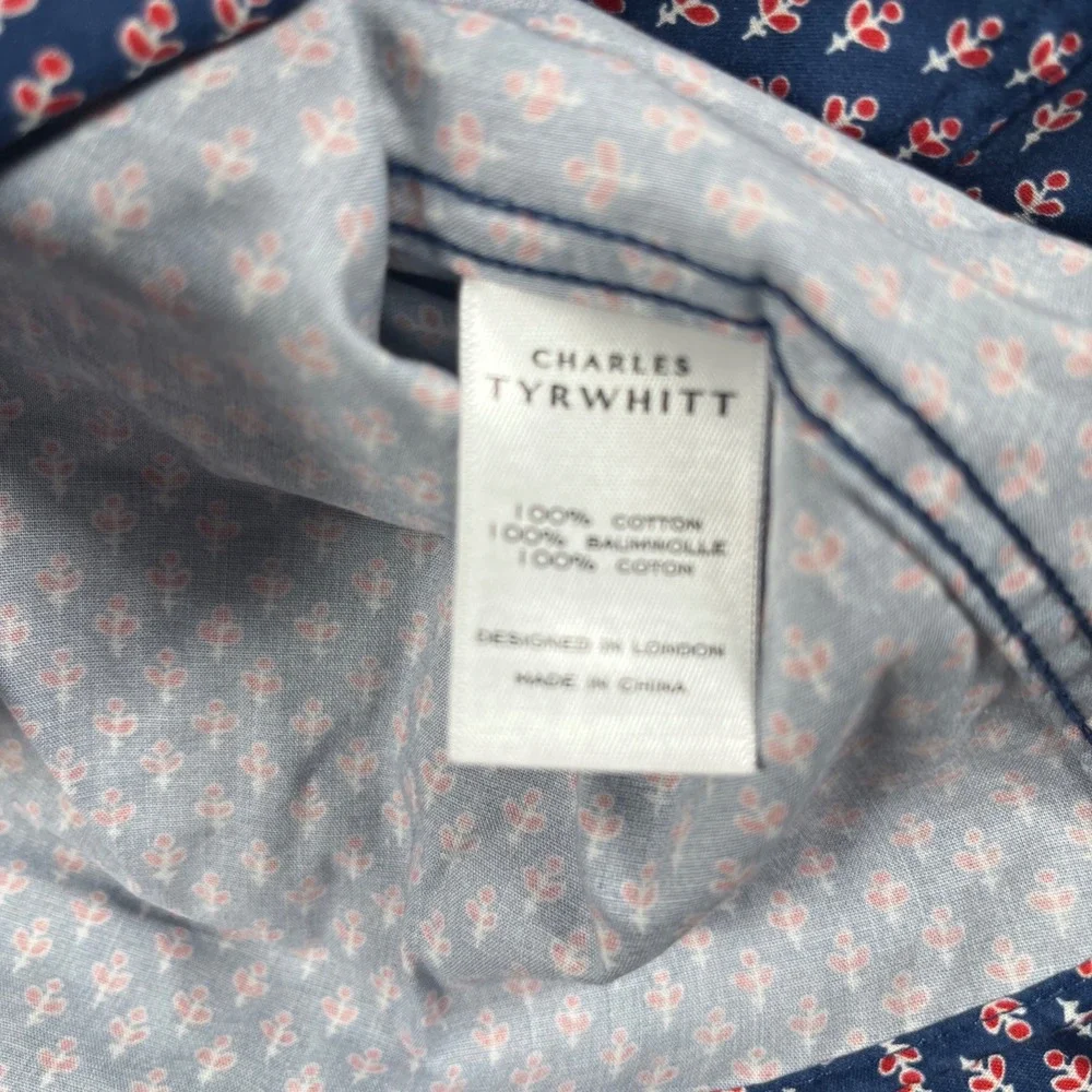 Lot of 2 Charles Tyrwhitt Slim Fit Shirt Men M Non Iron Button Down 100% Cotton - Picture 15 of 16